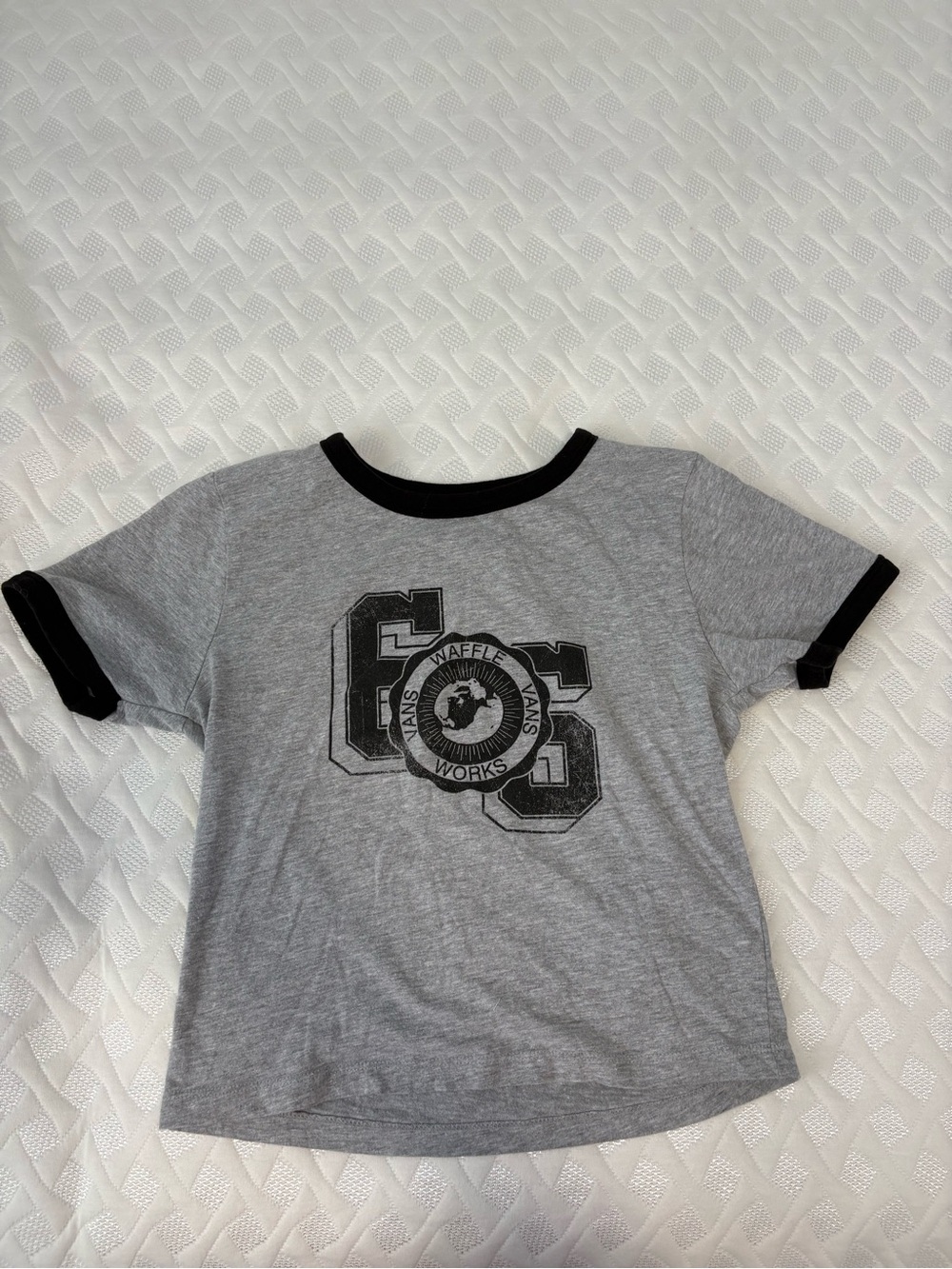 Vans Gray and Black Ringer Graphic Tee S